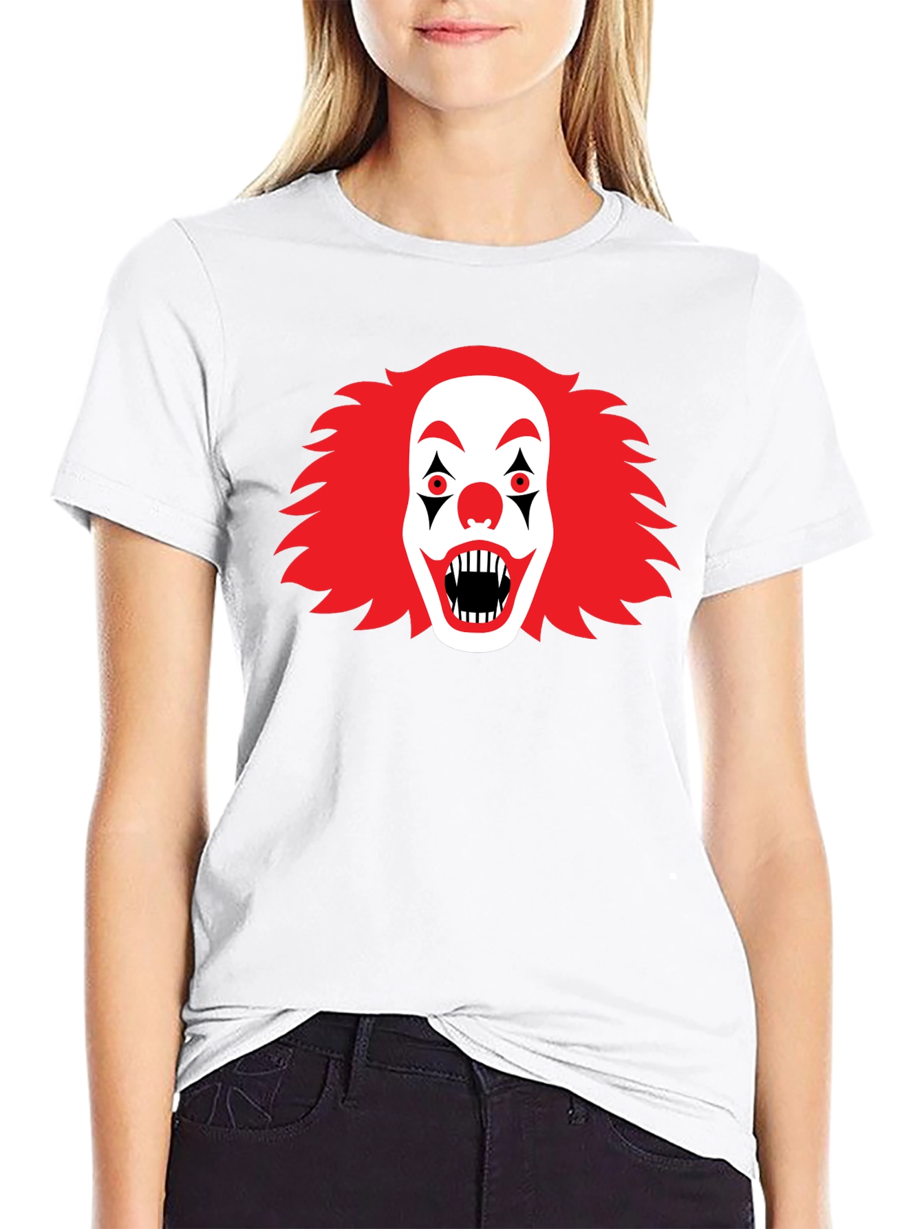 Scary Clown Graphic Tee - Black Halloween T-Shirt