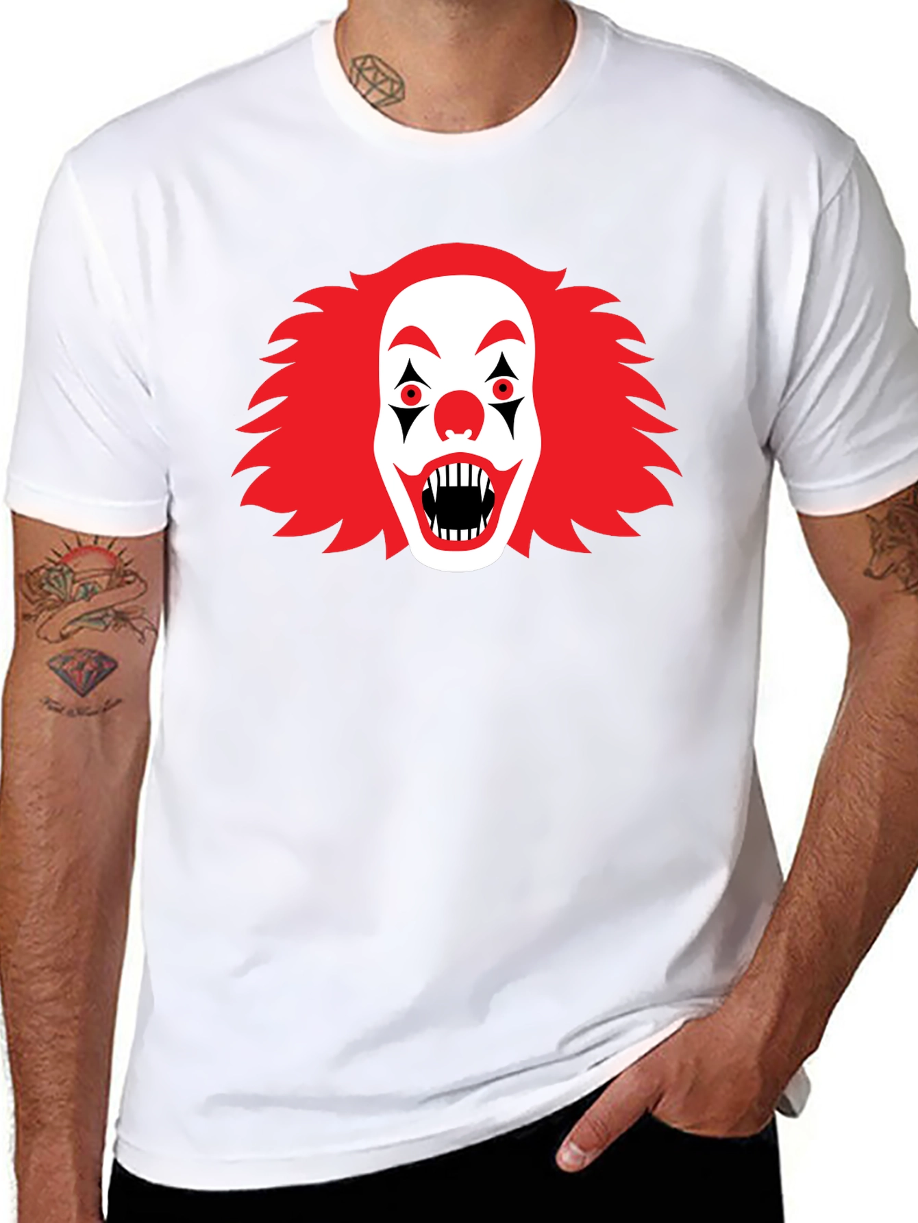 Scary Clown Graphic Tee - Black Halloween T-Shirt