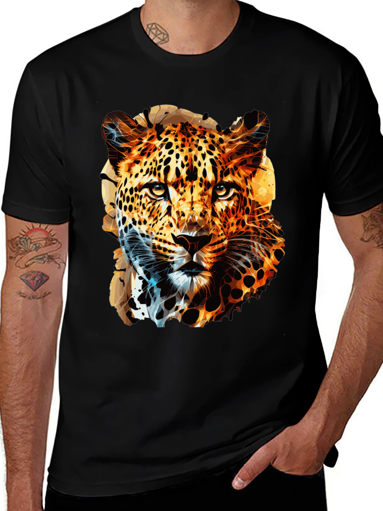 Stylish Leopard Print Black T-Shirt