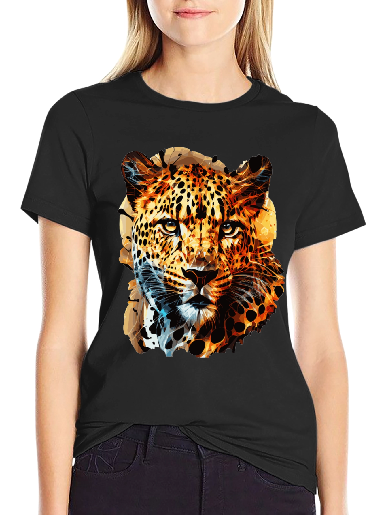 Stylish Leopard Print Black T-Shirt