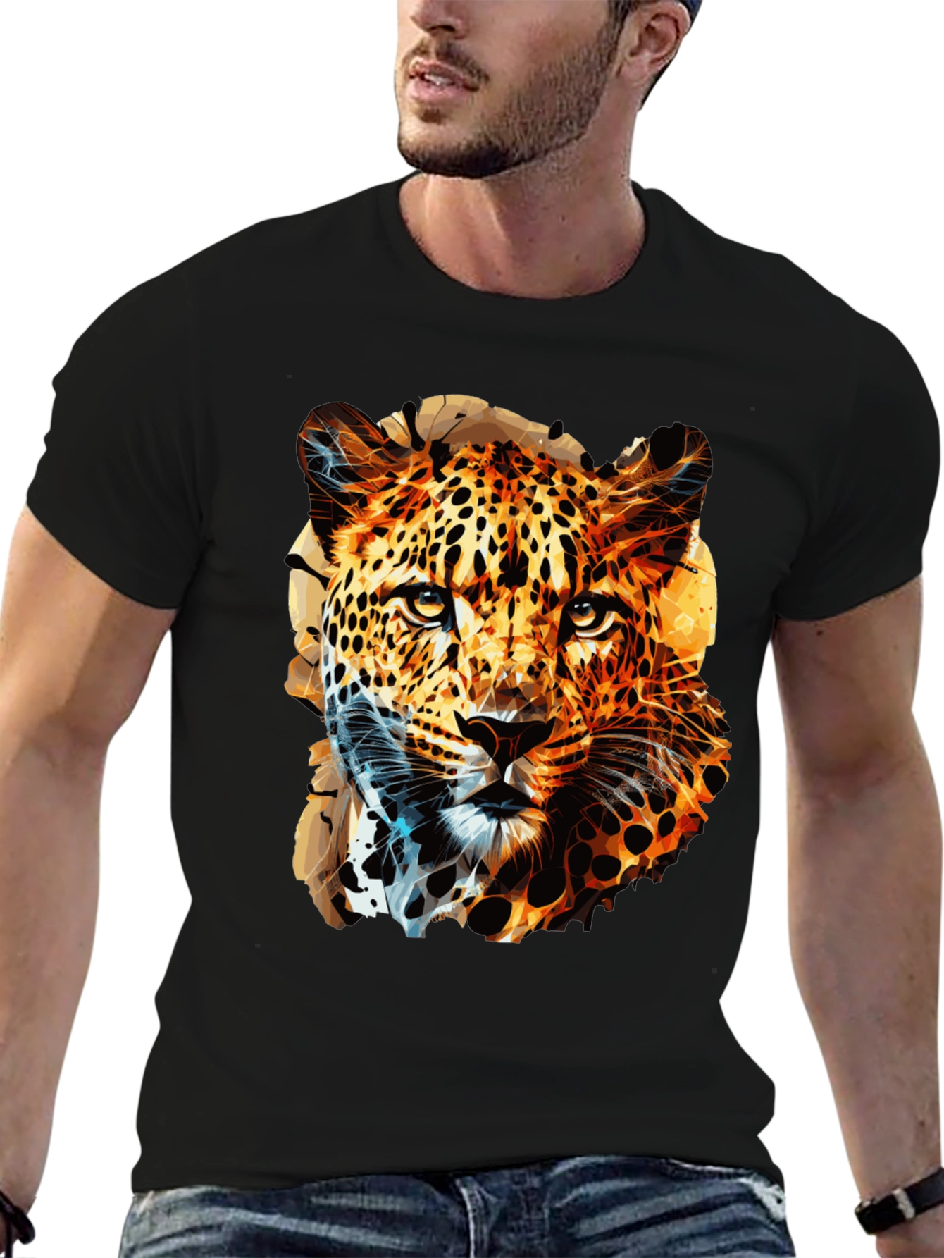 Stylish Leopard Print Black T-Shirt