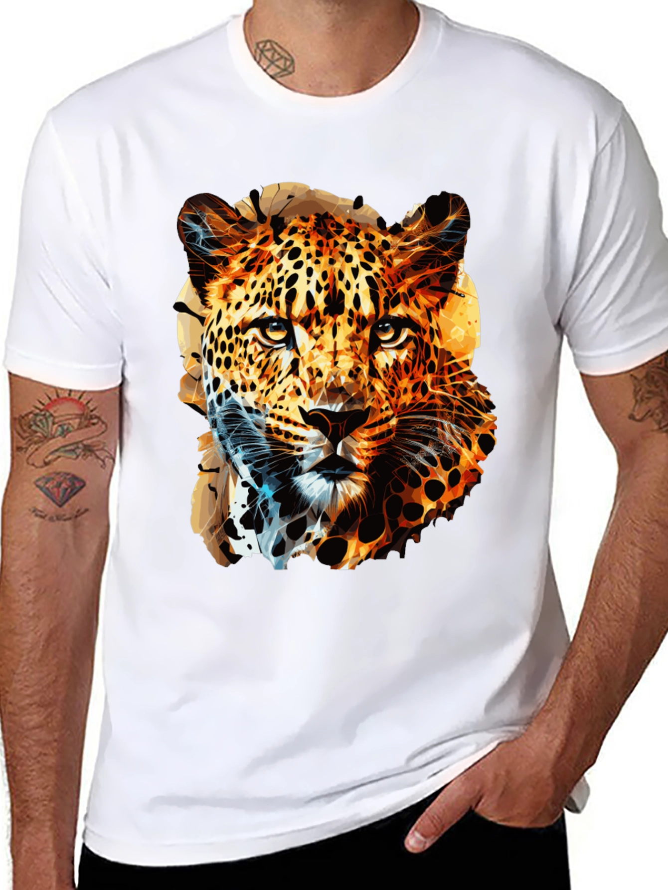 Stylish Leopard Print Black T-Shirt