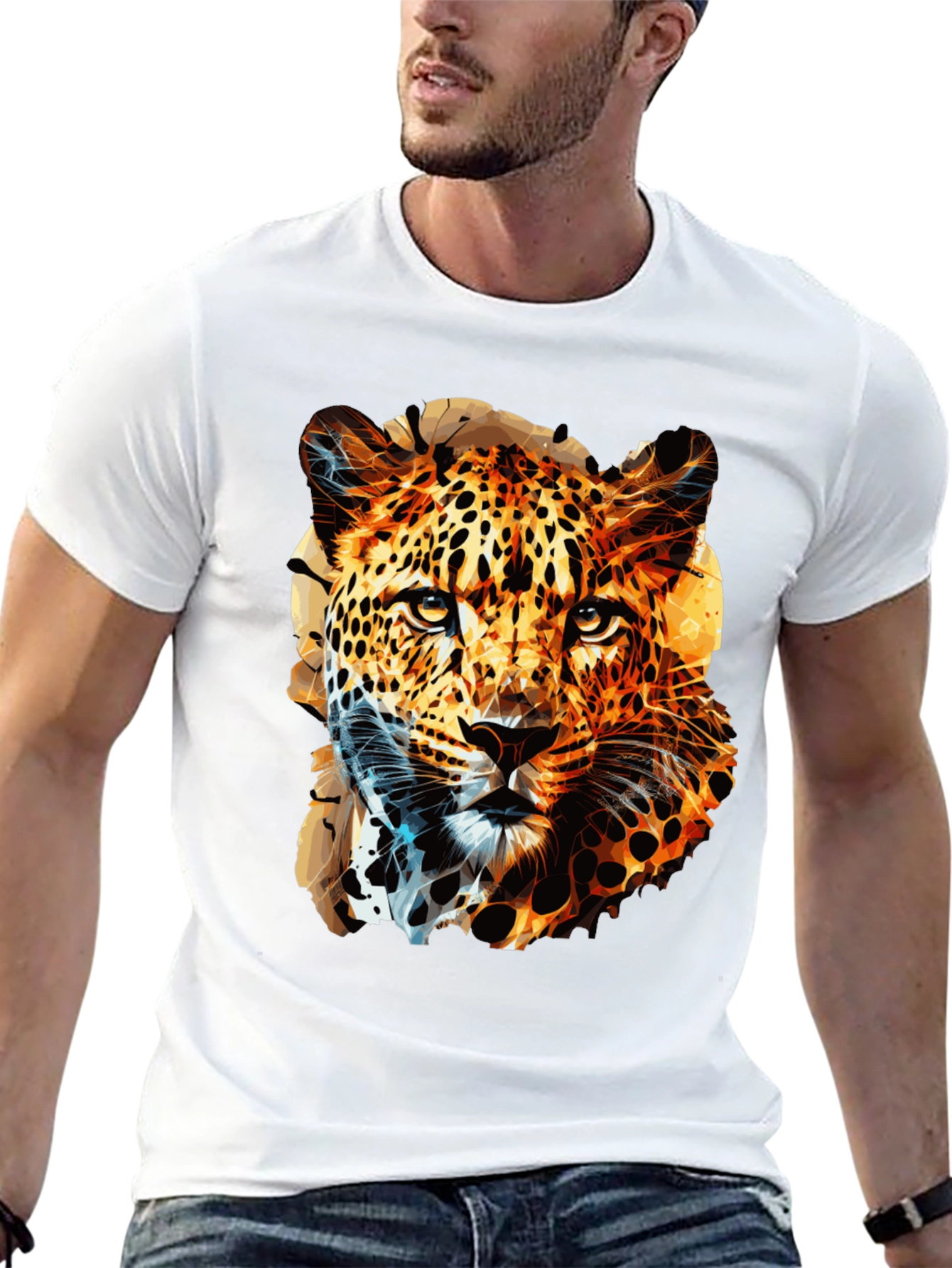 Stylish Leopard Print Black T-Shirt