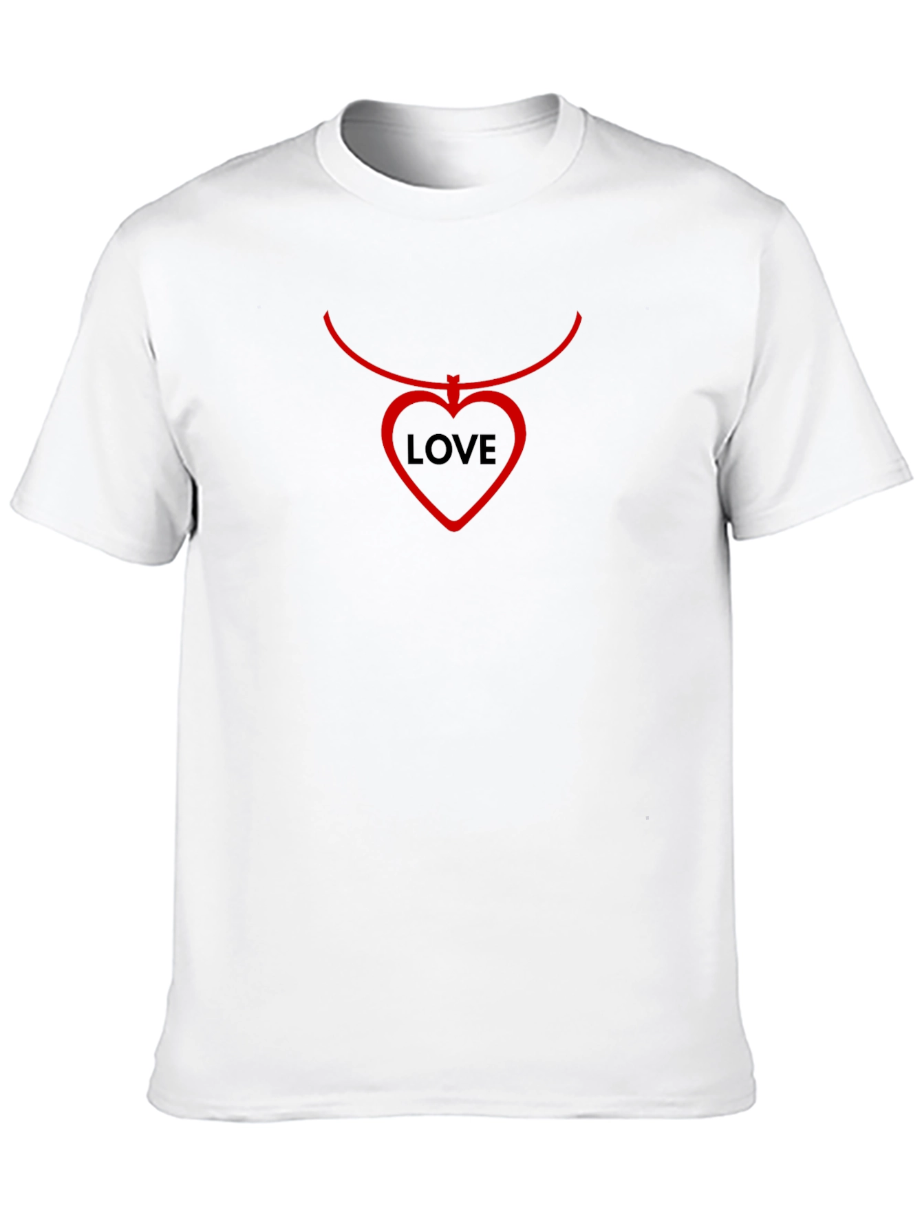 Love Heart Necklace Graphic Tee - Black