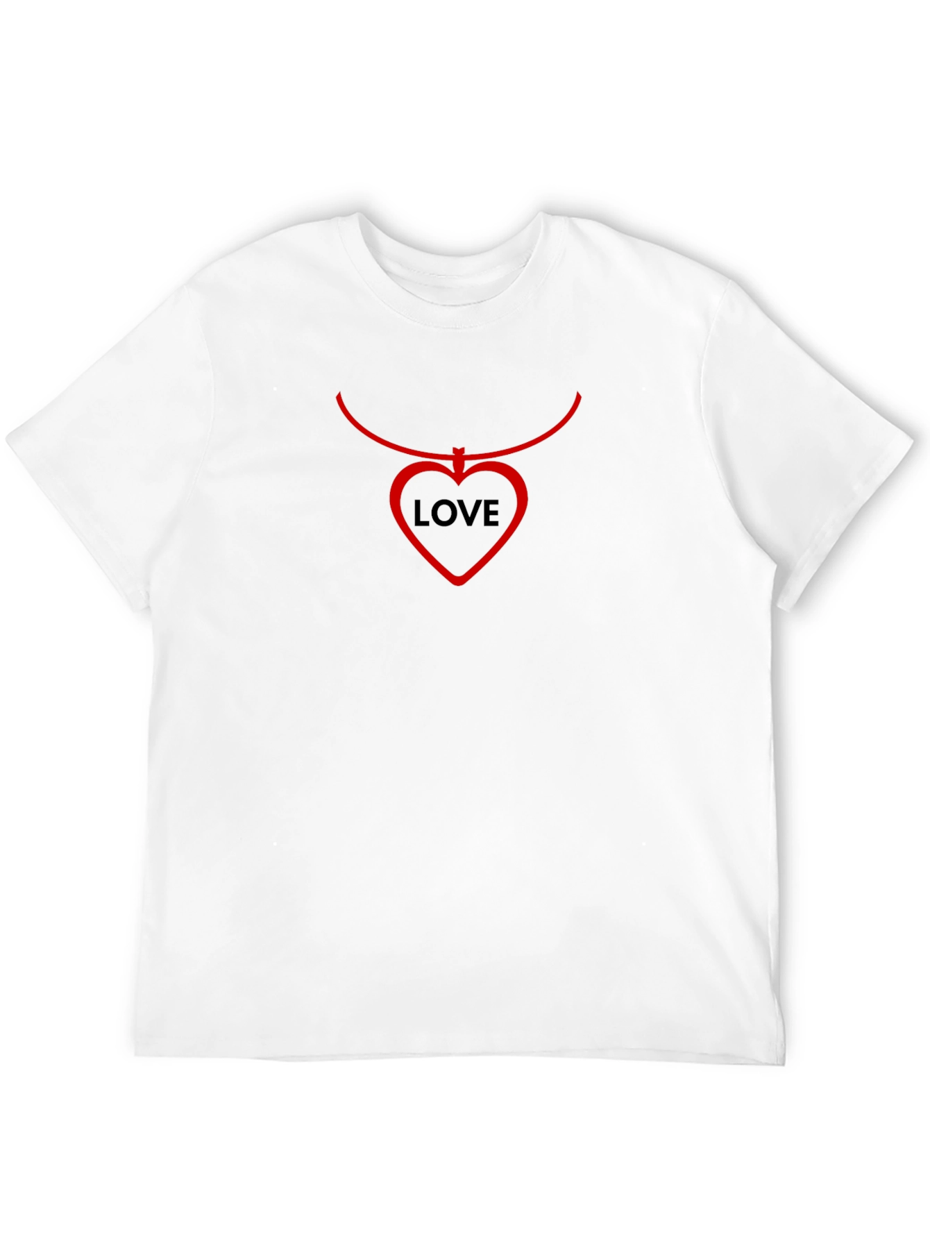 Love Heart Necklace Graphic Tee - Black