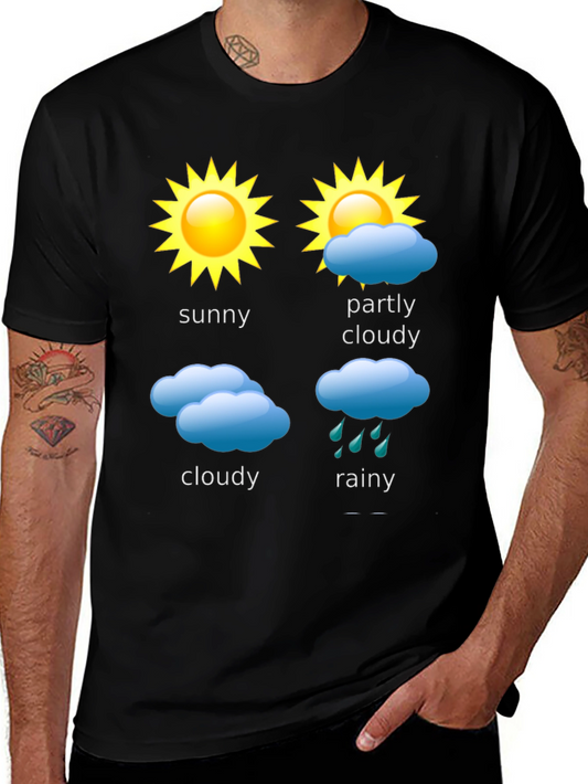 Weather Forecast T-Shirt - Sunny Cloudy Rainy Day Design