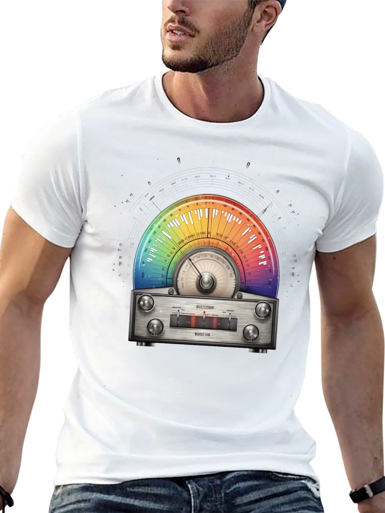 Rainbow Radio T-Shirt - Music Lover Tee