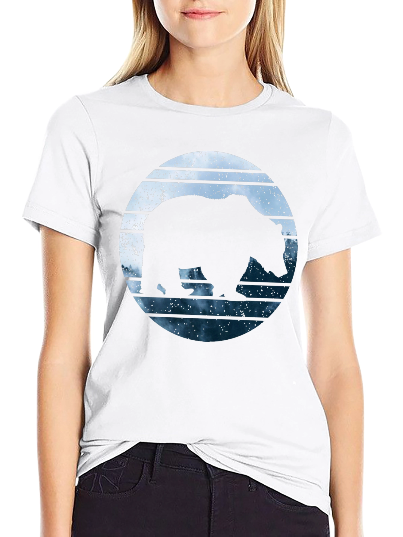 Bear Silhouette Graphic Print Tee