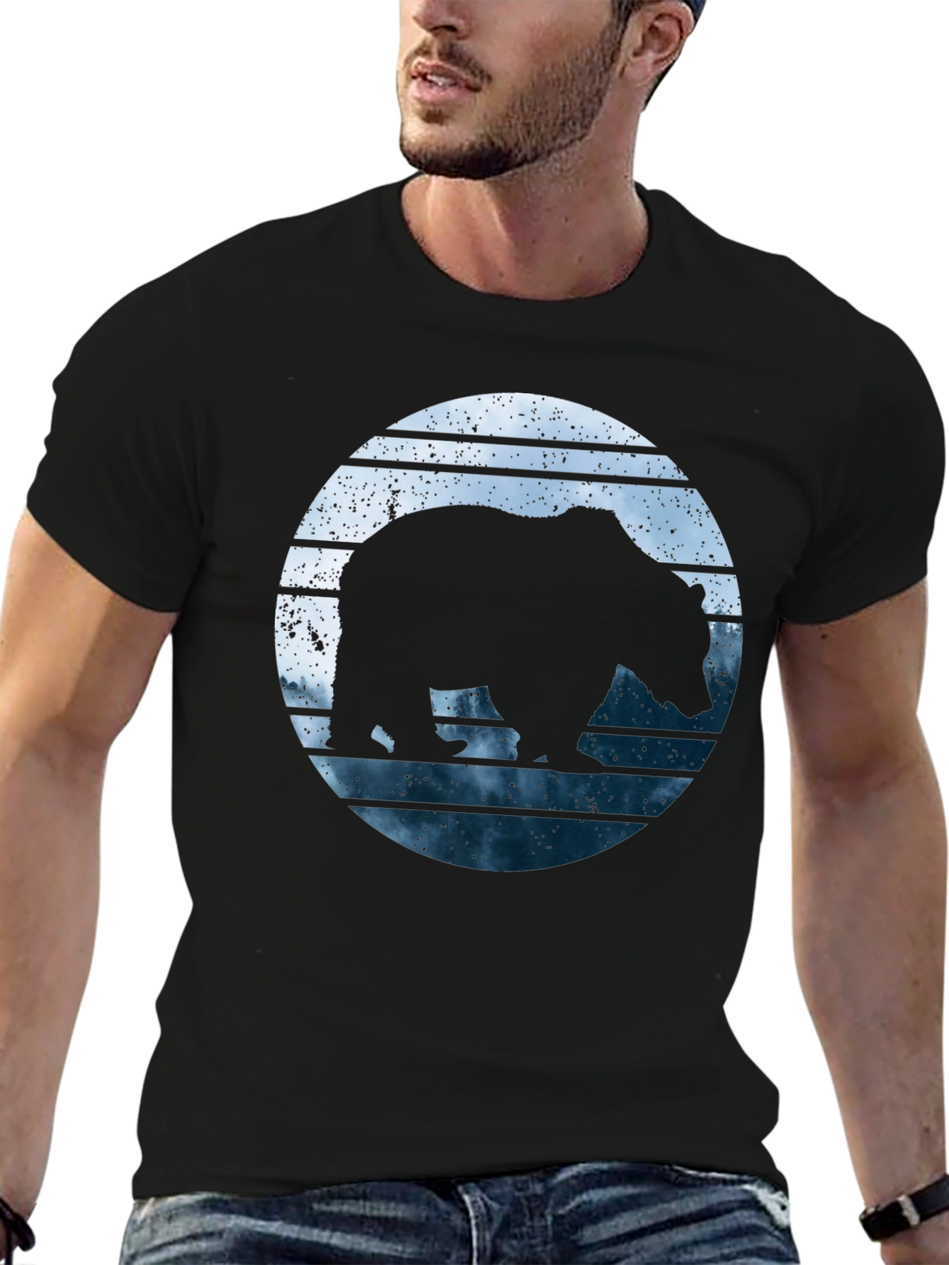Bear Silhouette Graphic Print Tee