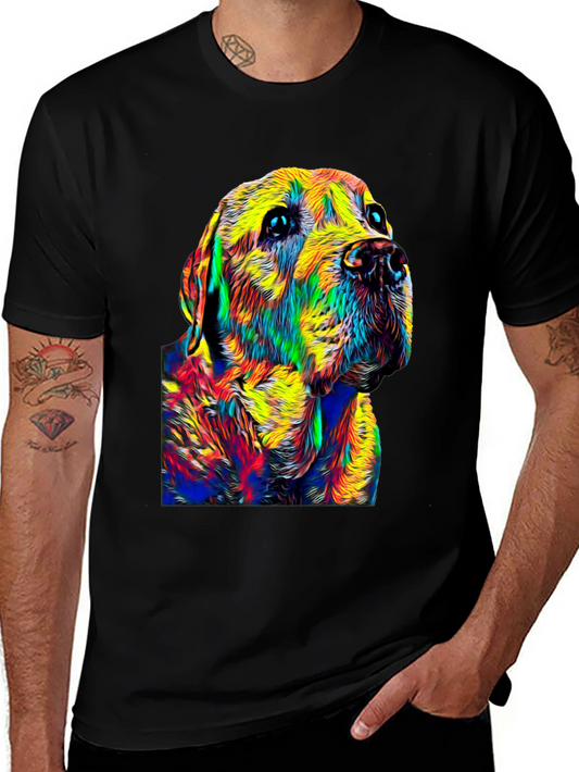 Colorful Dog Portrait Black T-Shirt