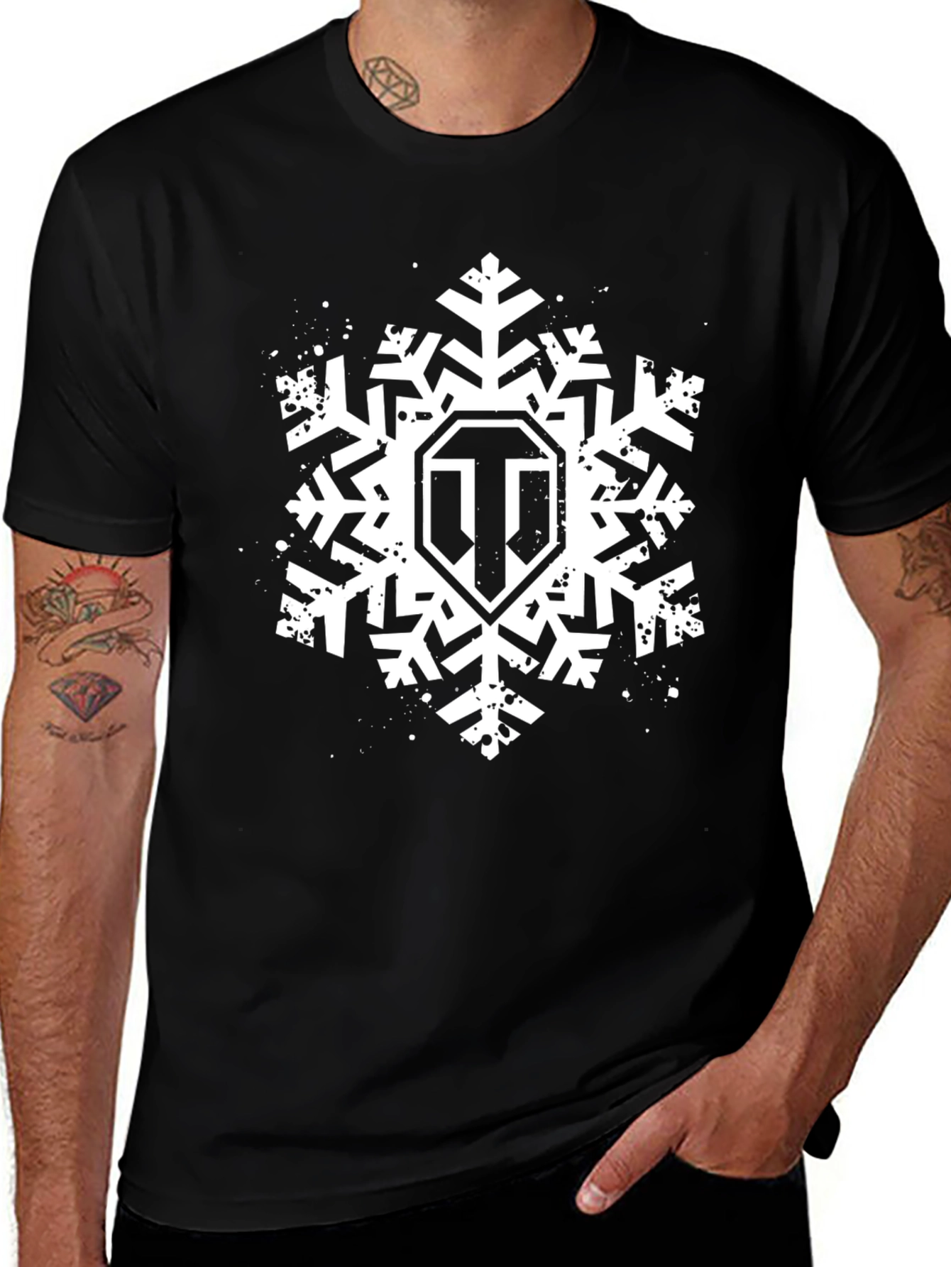World of Tanks Snowflake Logo Black T-Shirt