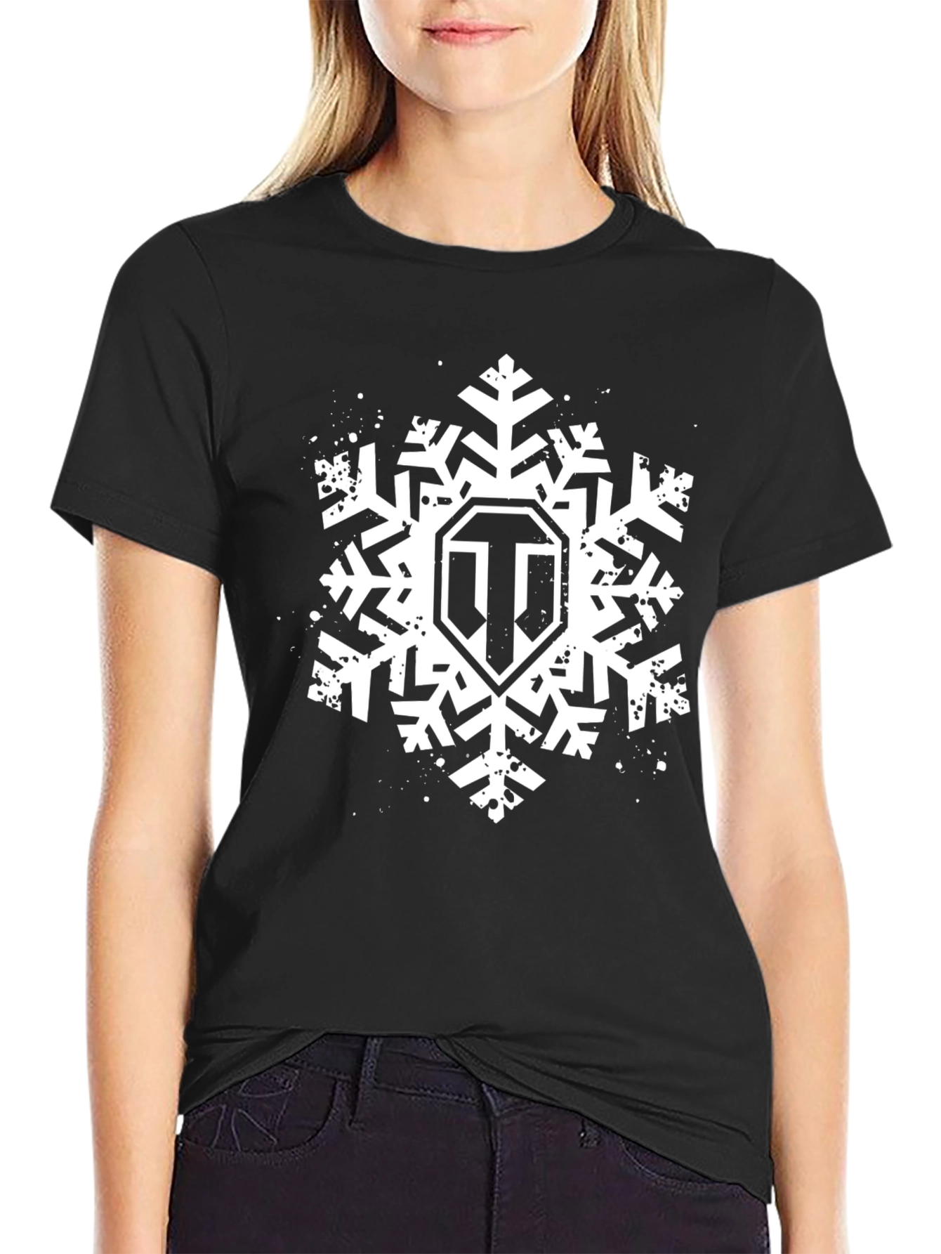 World of Tanks Snowflake Logo Black T-Shirt