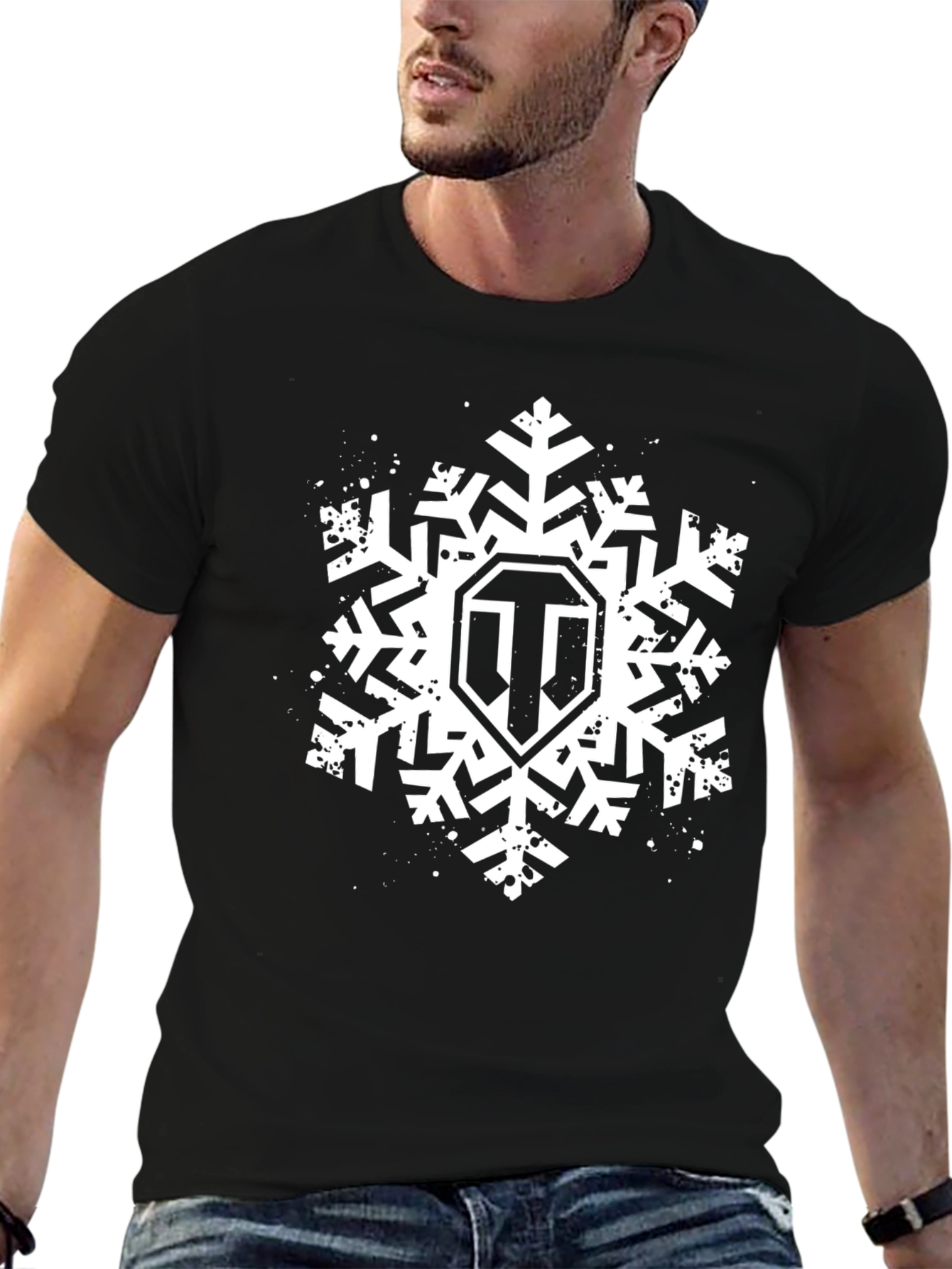 World of Tanks Snowflake Logo Black T-Shirt