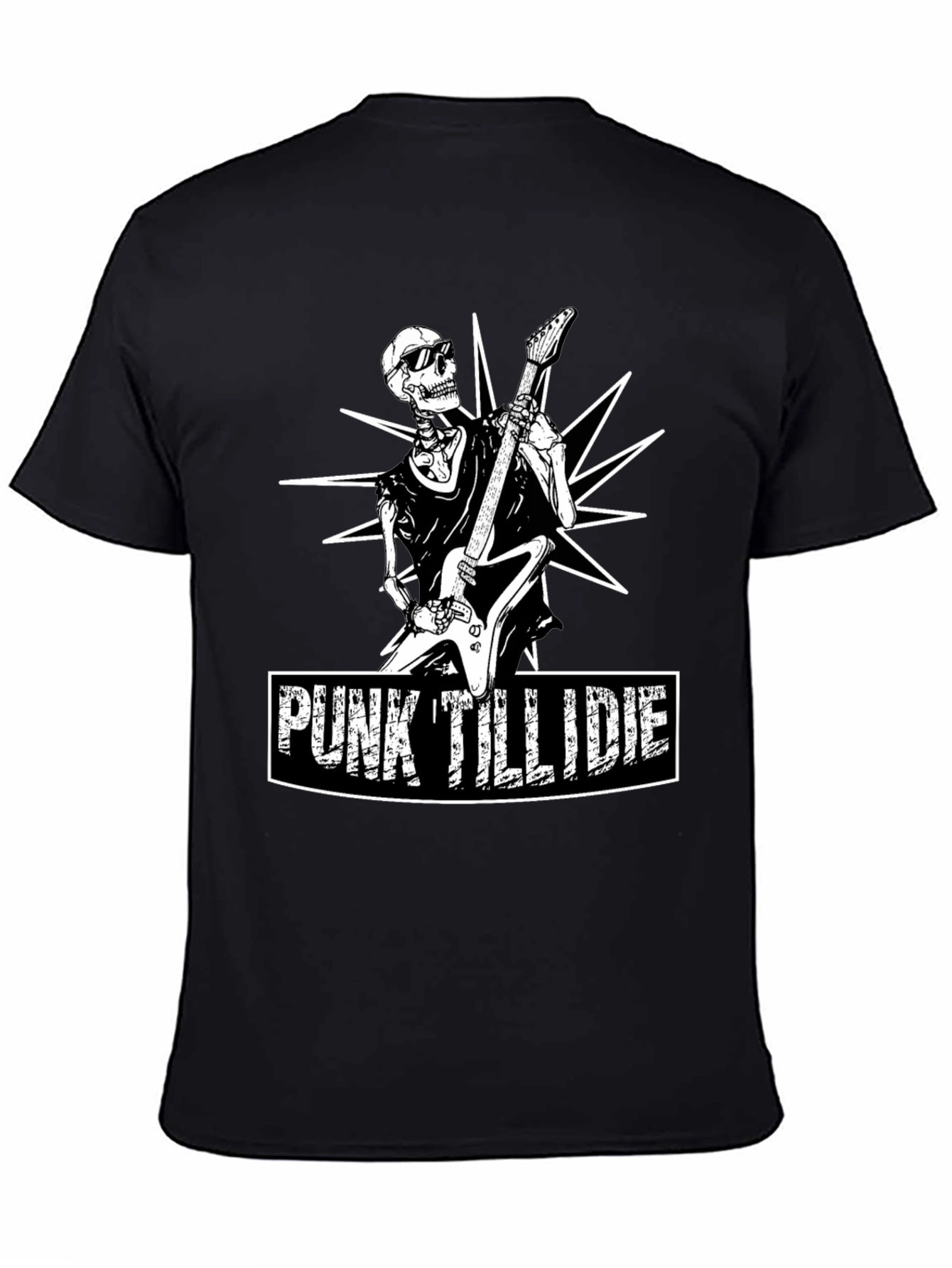 Punk Till I Die Skeleton Guitarist Graphic Tee