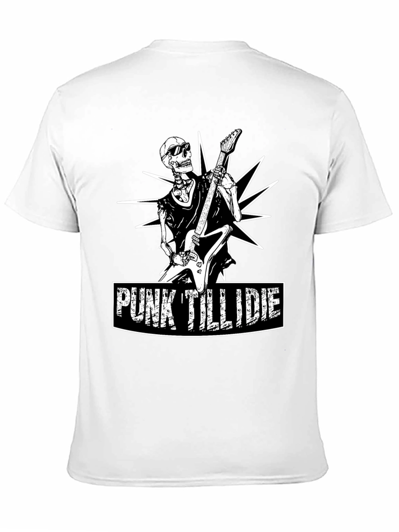 Punk Till I Die Skeleton Guitarist Graphic Tee