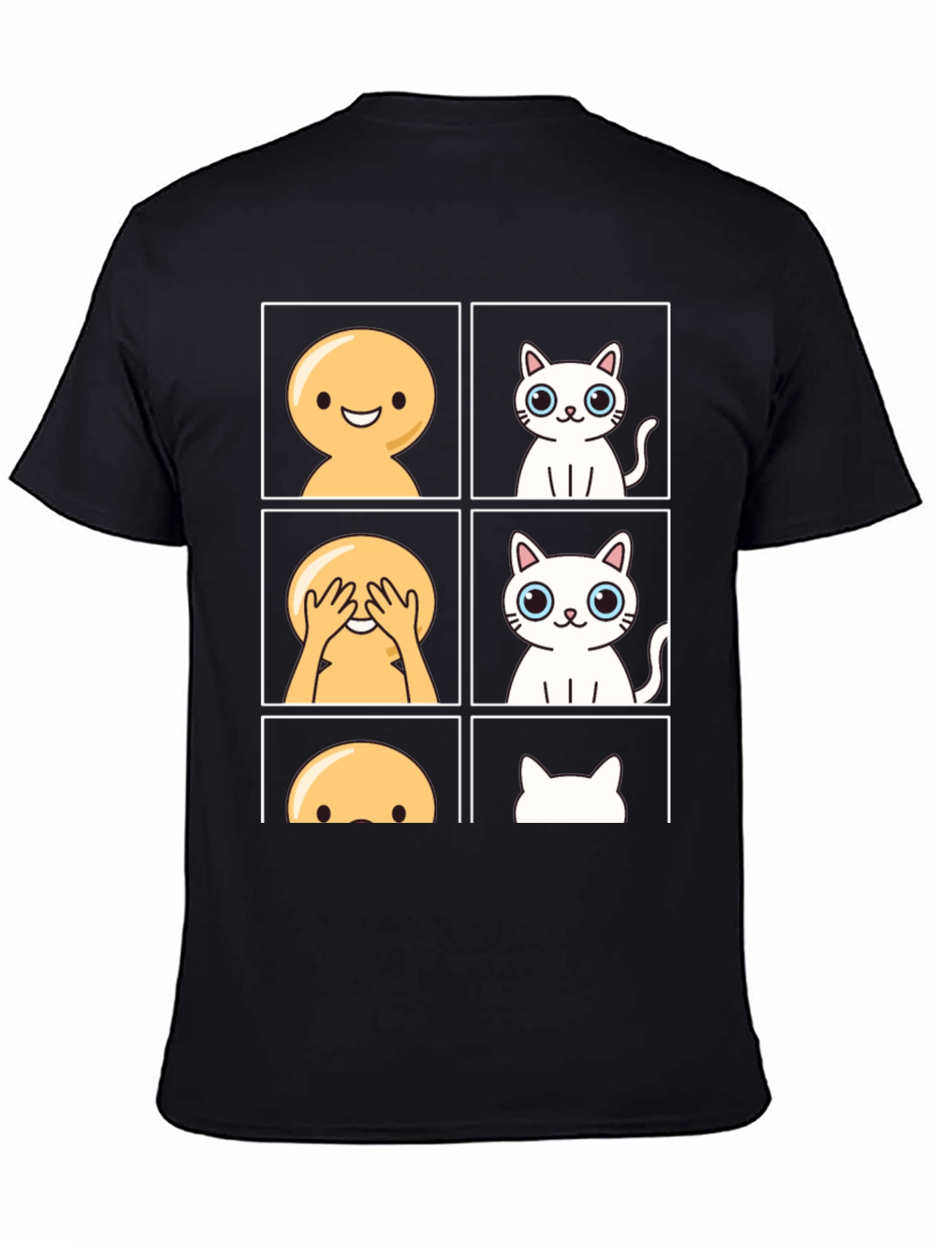 Emoji Peek-a-Boo Cat Graphic Tee - Black