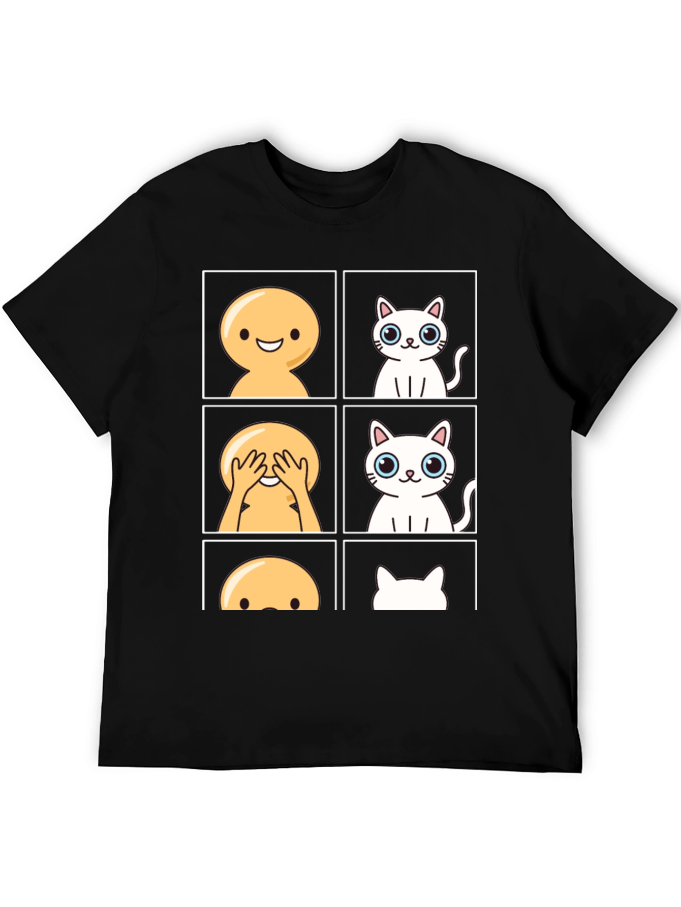 Emoji Peek-a-Boo Cat Graphic Tee - Black