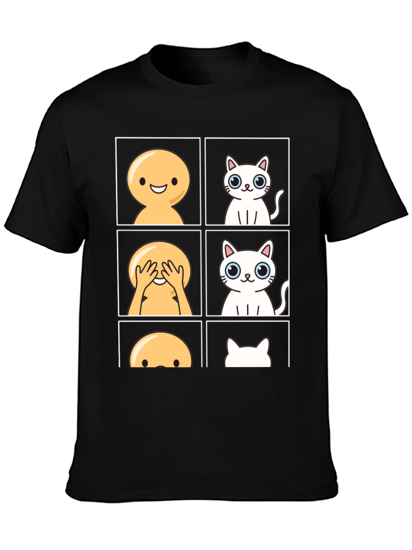 Emoji Peek-a-Boo Cat Graphic Tee - Black