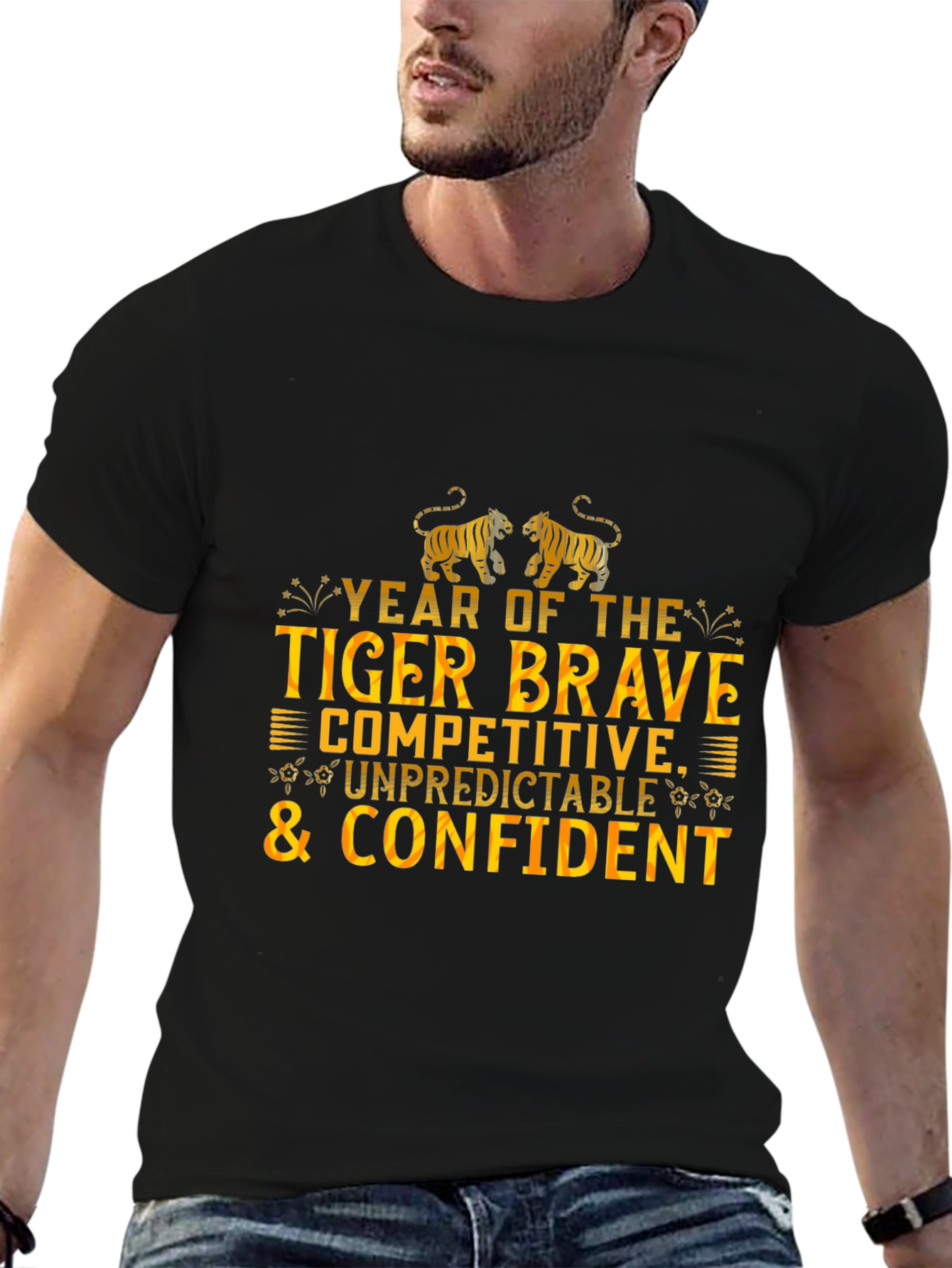 Year of The Tiger Black Graphic T-Shirt
