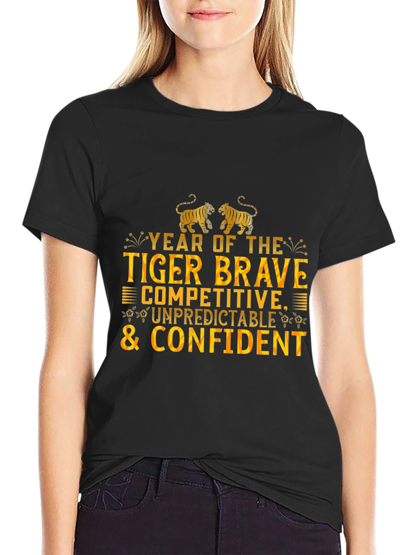 Year of The Tiger Black Graphic T-Shirt
