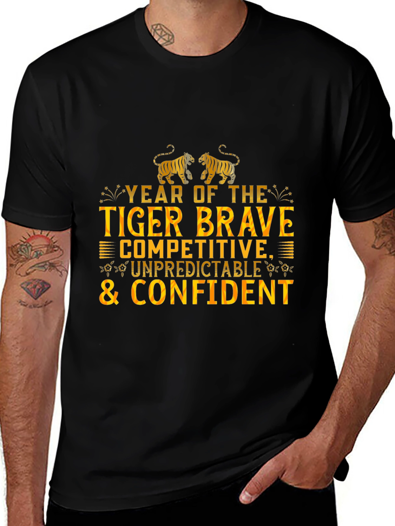 Year of The Tiger Black Graphic T-Shirt