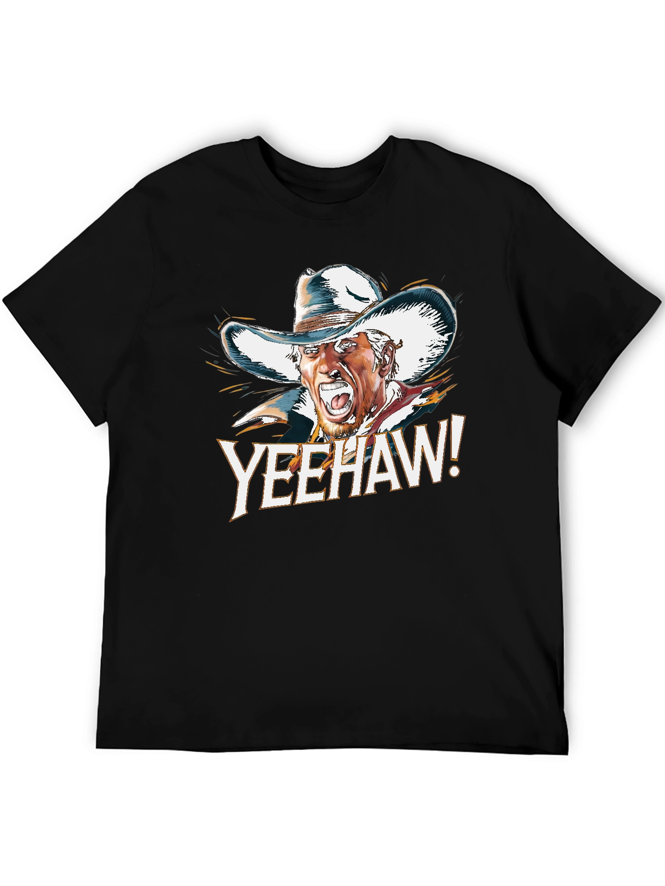 Yeehaw Cowboy Graphic Tee - Black Cotton T-Shirt