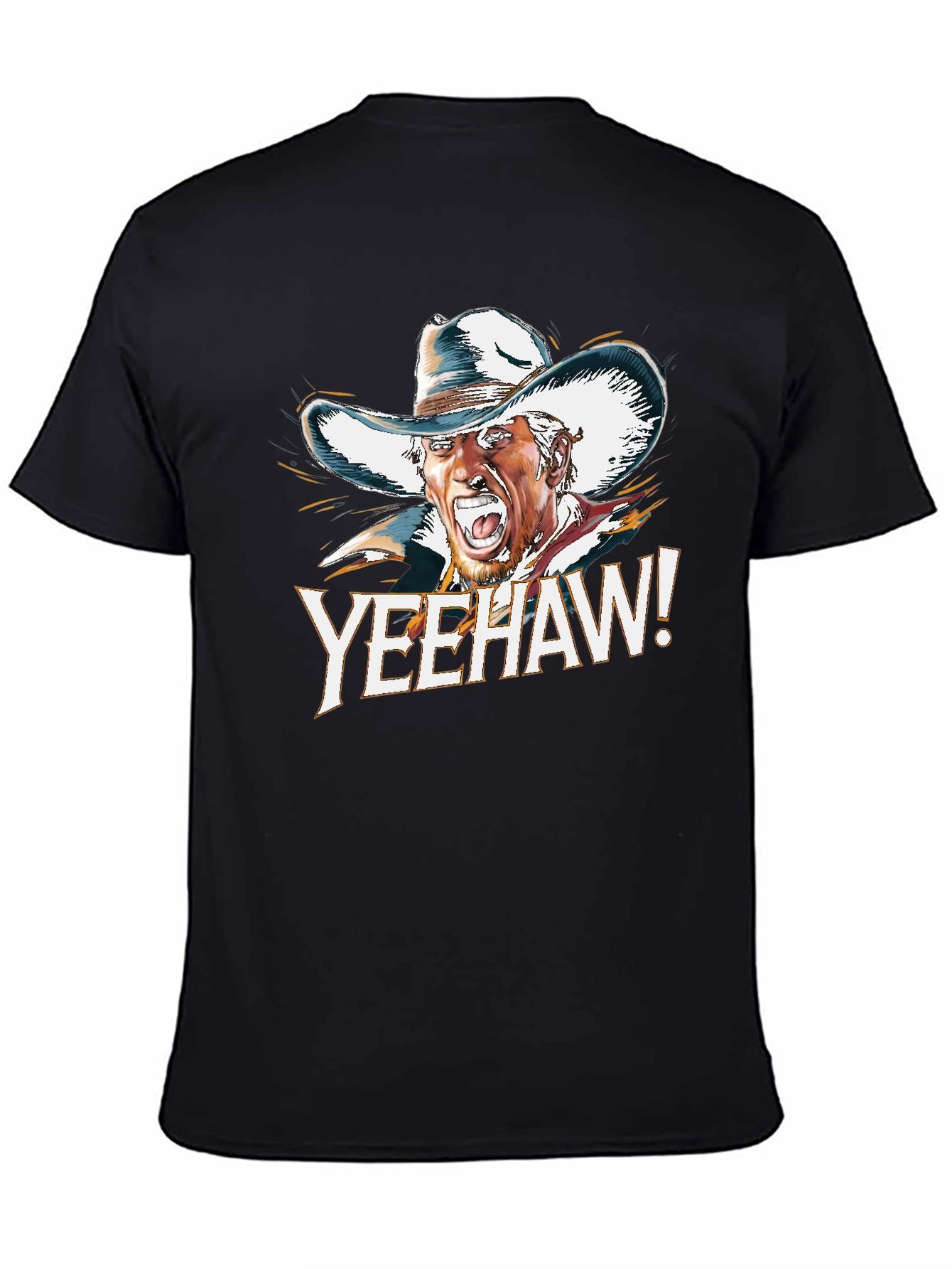 Yeehaw Cowboy Graphic Tee - Black Cotton T-Shirt