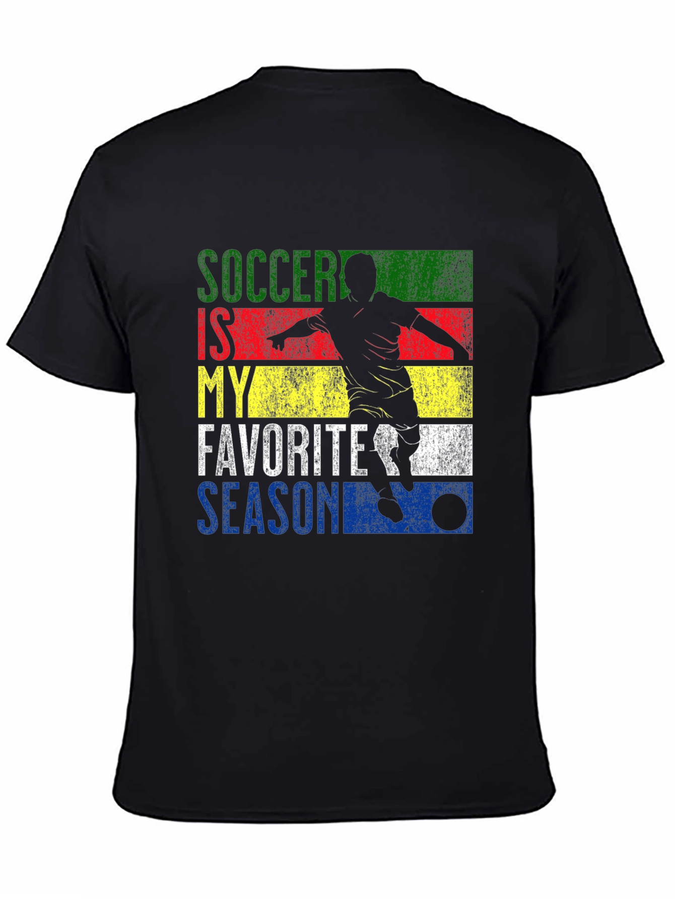 Soccer Is My Favorite Season Black Graphic T-Shirt
