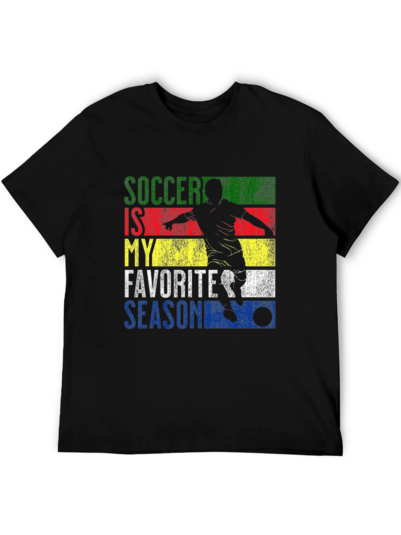 Soccer Is My Favorite Season Black Graphic T-Shirt