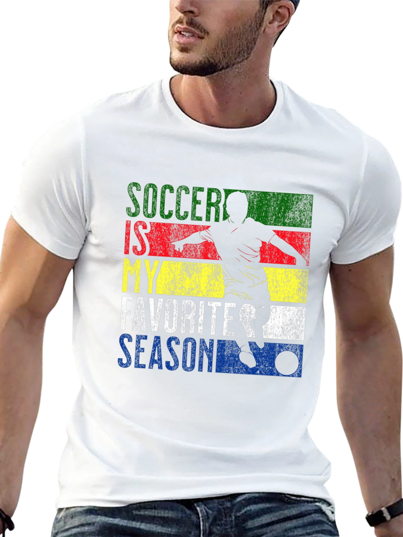 Soccer Is My Favorite Season Black Graphic T-Shirt