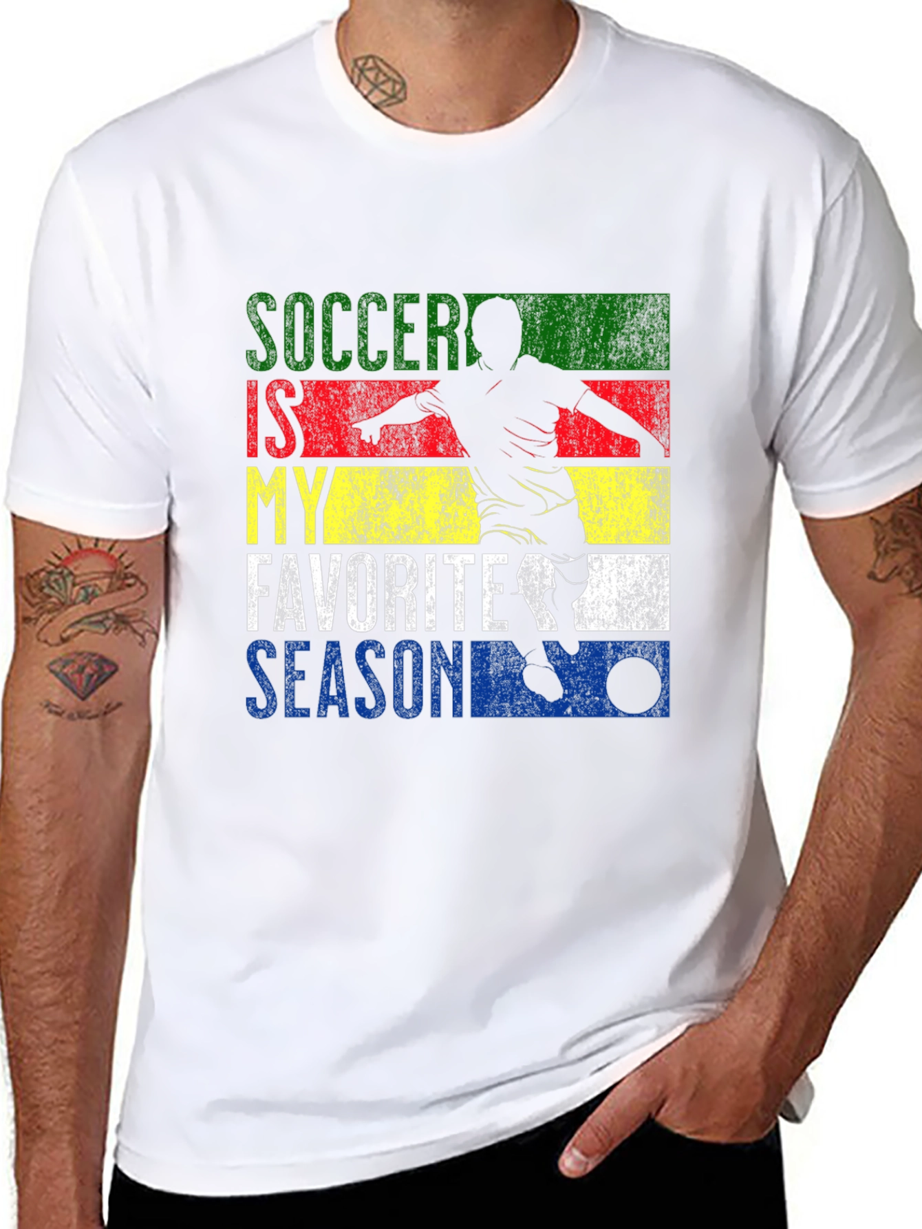 Soccer Is My Favorite Season Black Graphic T-Shirt