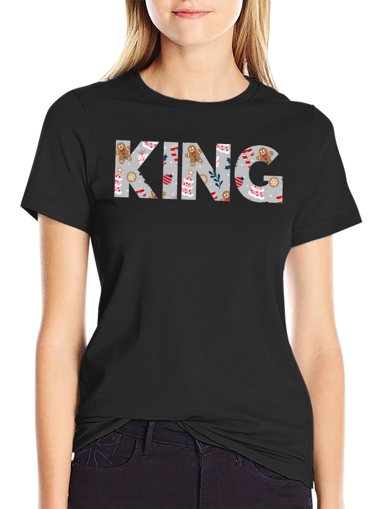 King Christmas Pattern Crew Neck T-Shirt