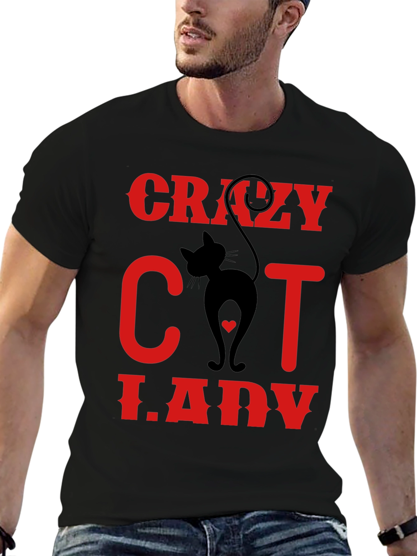 Crazy Cat Lady T-Shirt - Black Novelty Tee