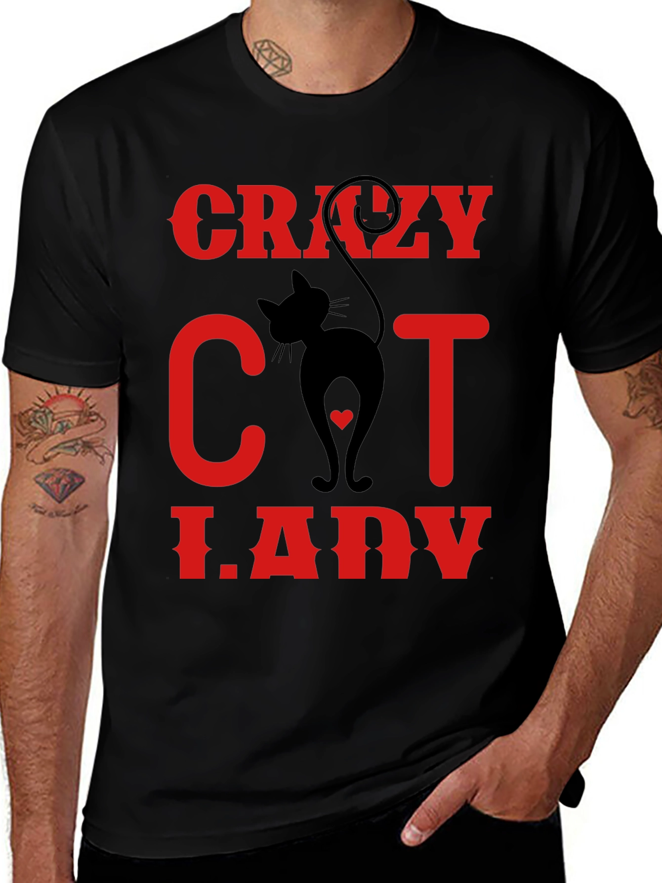 Crazy Cat Lady T-Shirt - Black Novelty Tee