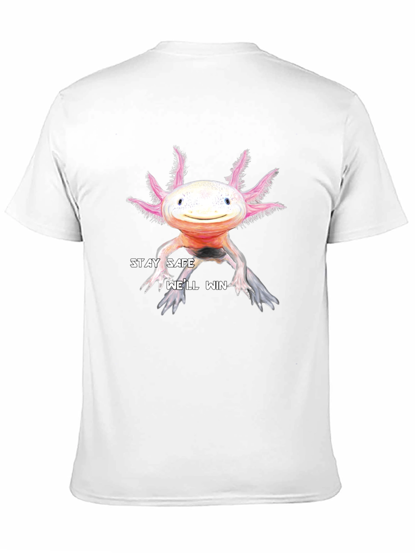 Stay Safe Axolotl T-Shirt - Black Cotton