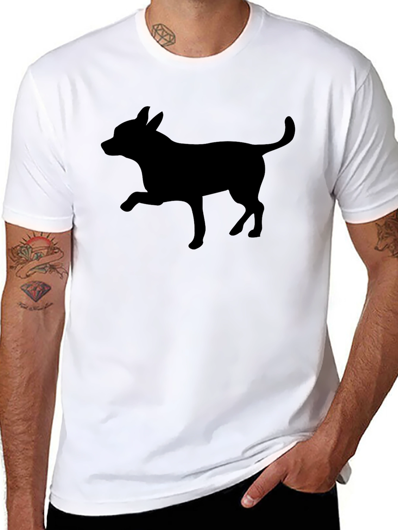 Chihuahua Silhouette Black T-Shirt Dog Lover Tee
