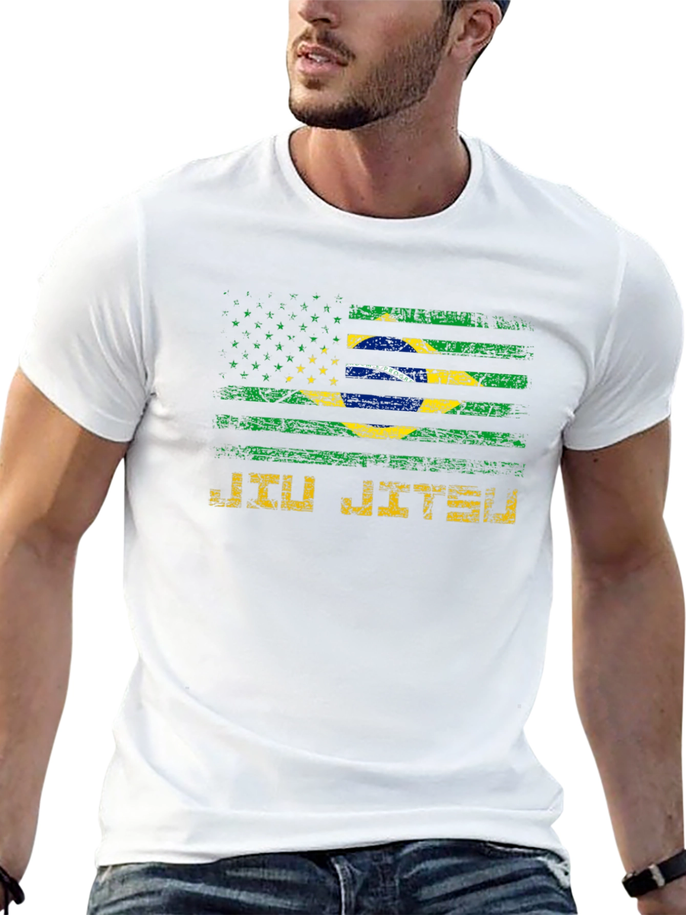 Jiu Jitsu Brazil USA Flag Graphic T-Shirt