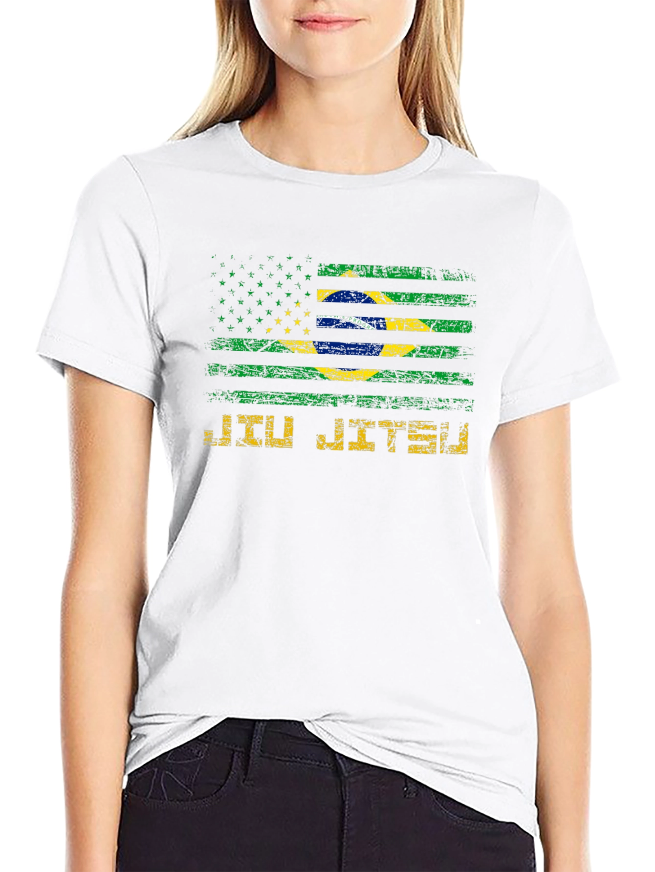 Jiu Jitsu Brazil USA Flag Graphic T-Shirt