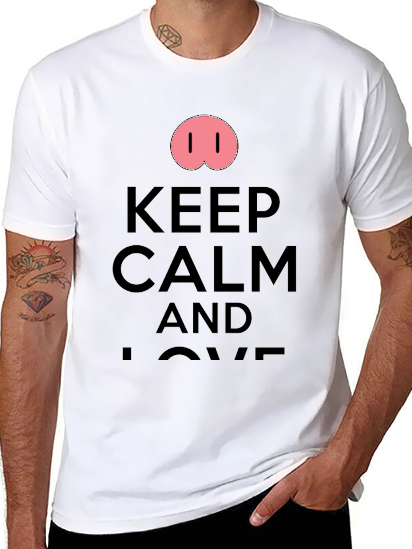 Keep Calm Pig Nose Graphic T-Shirt