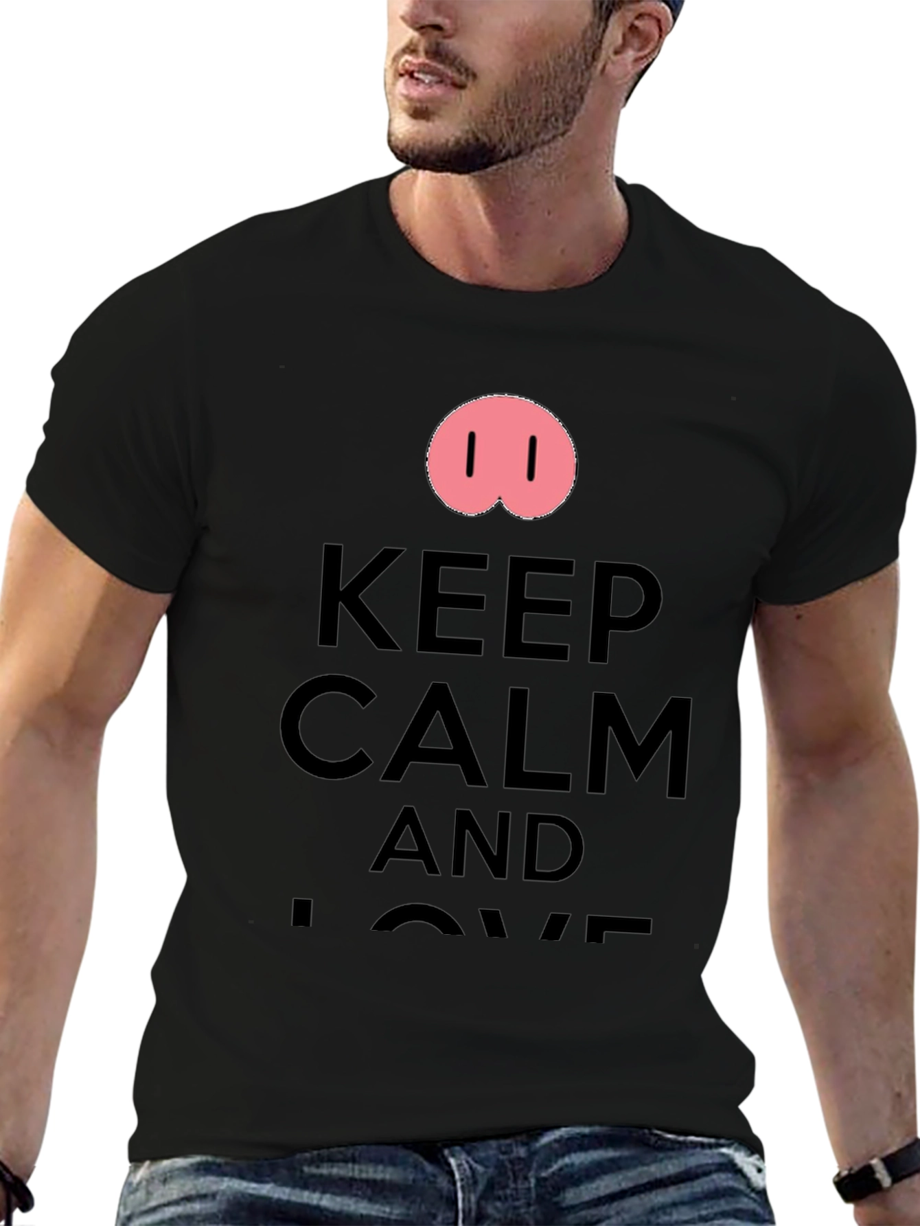 Keep Calm Pig Nose Graphic T-Shirt