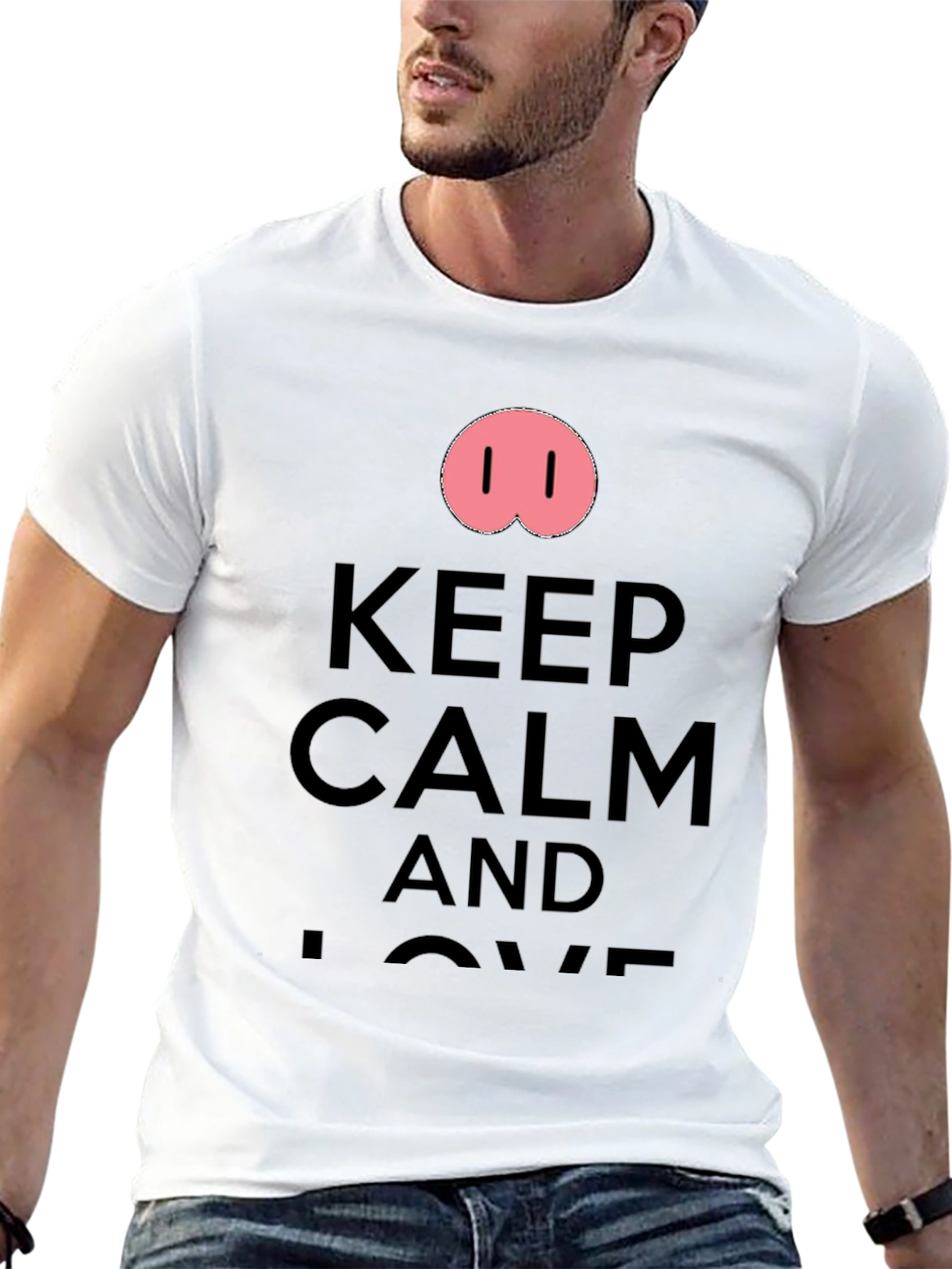 Keep Calm Pig Nose Graphic T-Shirt
