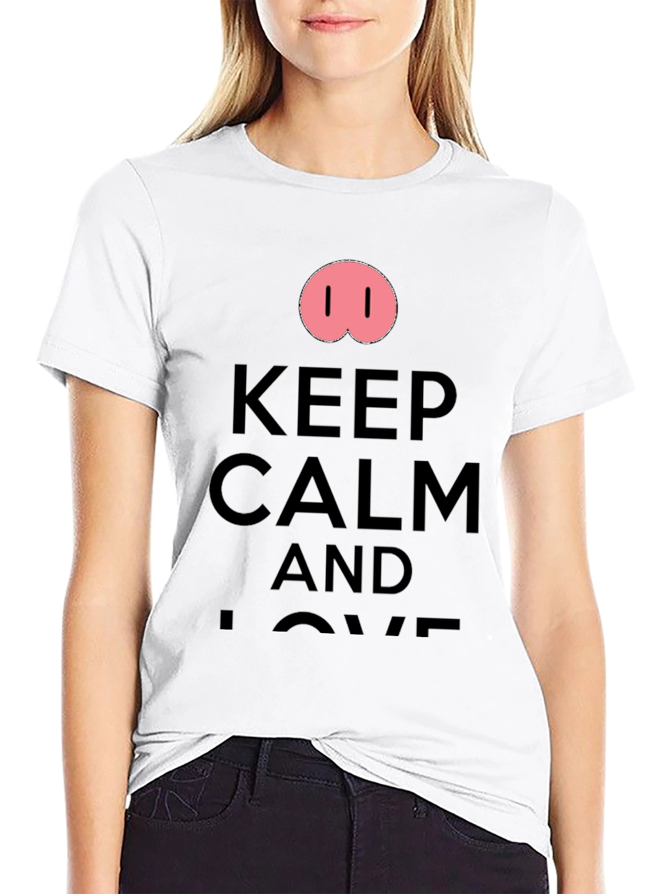 Keep Calm Pig Nose Graphic T-Shirt