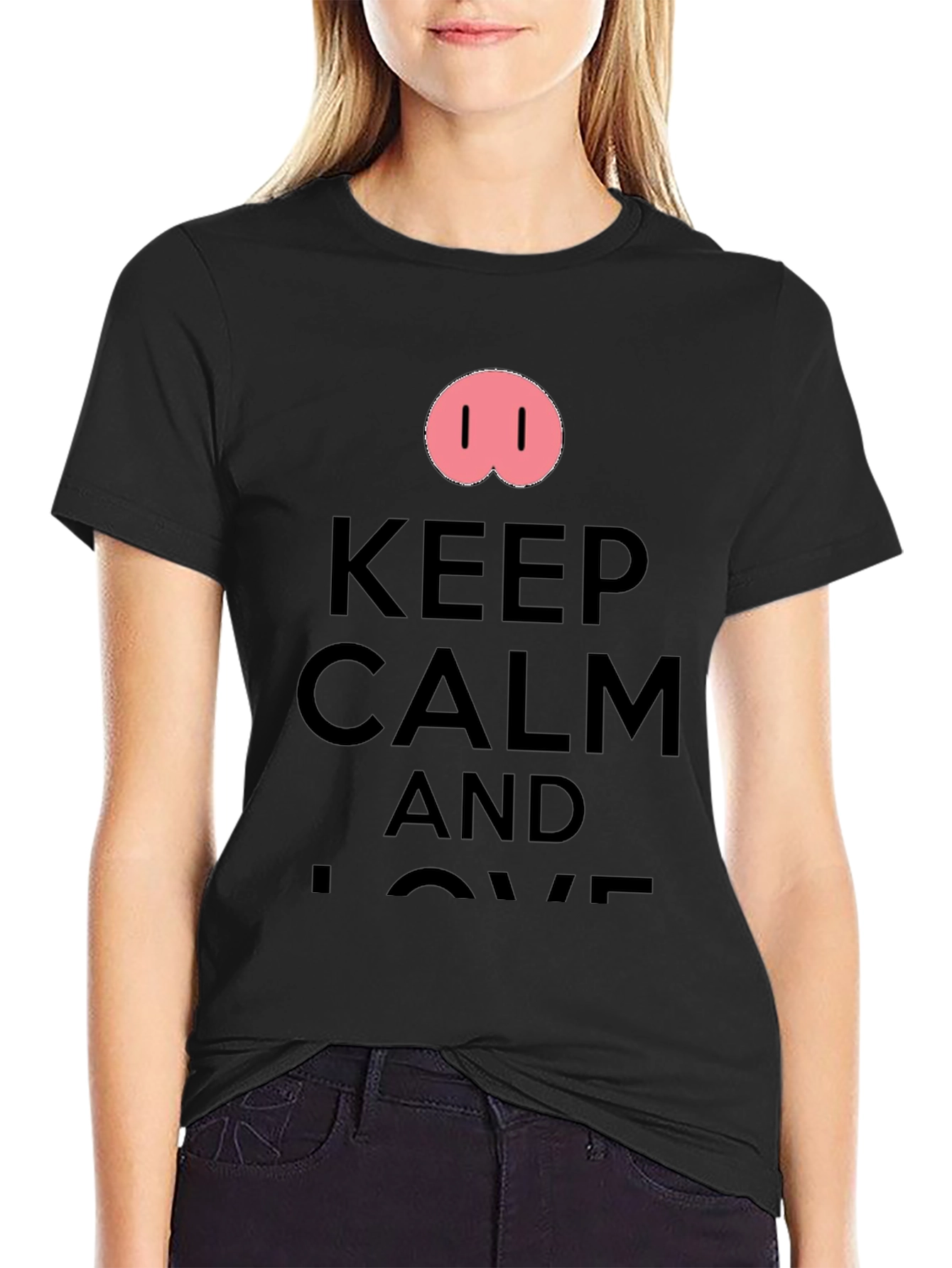 Keep Calm Pig Nose Graphic T-Shirt