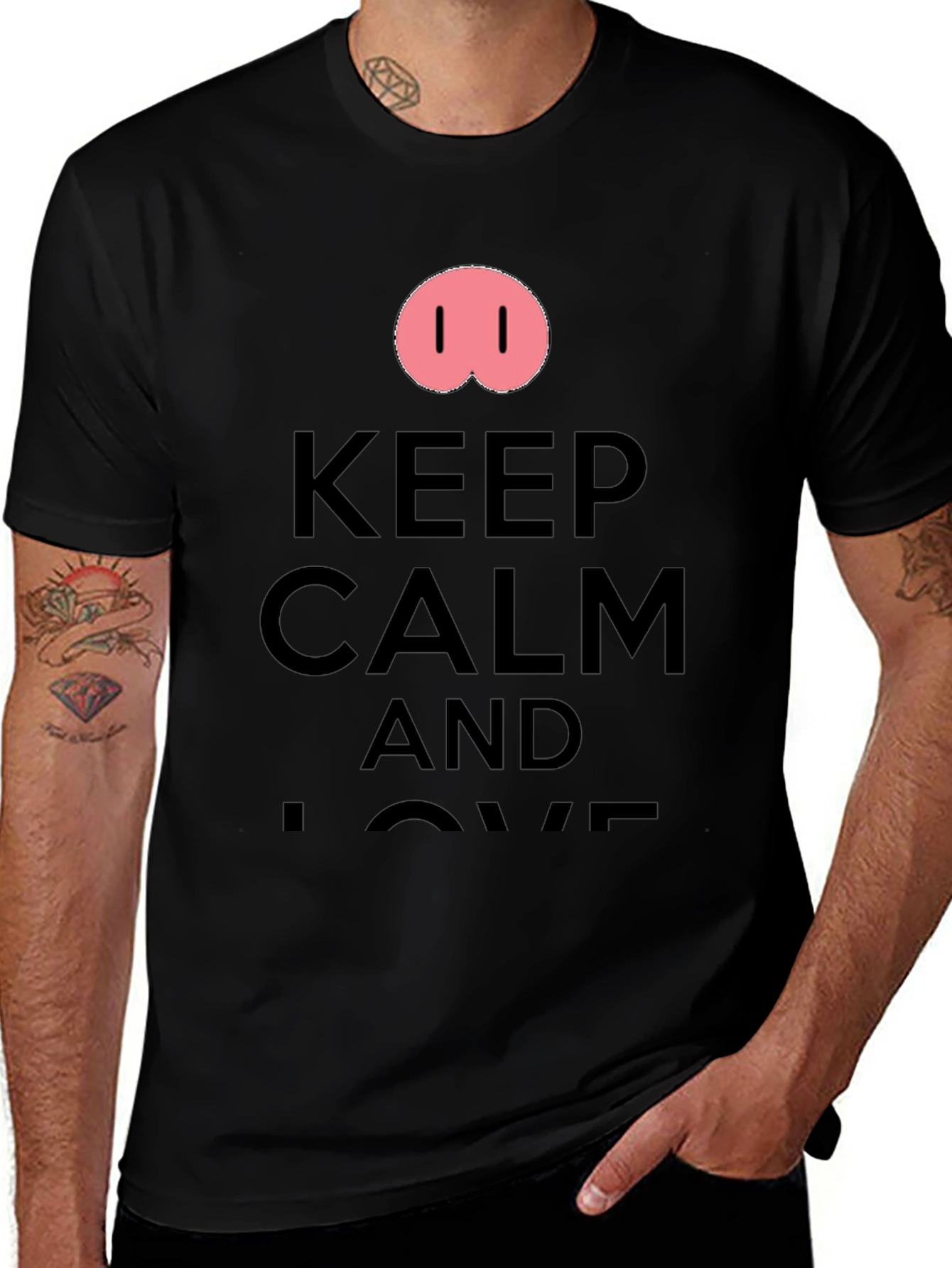 Keep Calm Pig Nose Graphic T-Shirt