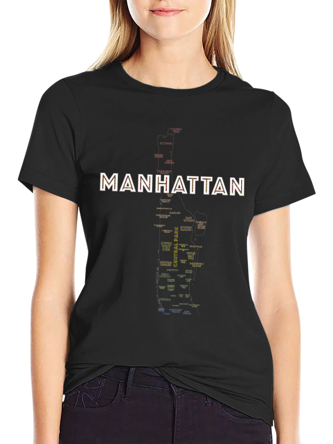 Manhattan Map Graphic Tee - Black