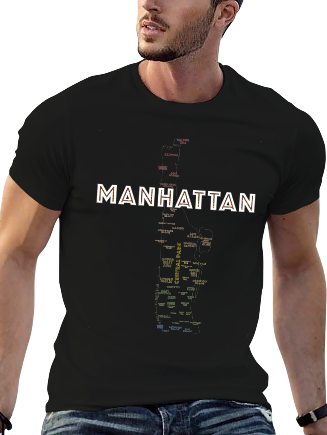 Manhattan Map Graphic Tee - Black