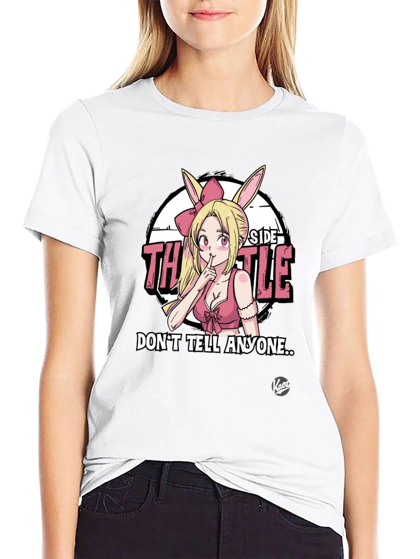 Anime Bunny Girl Graphic Tee - Dont Tell Anyone...