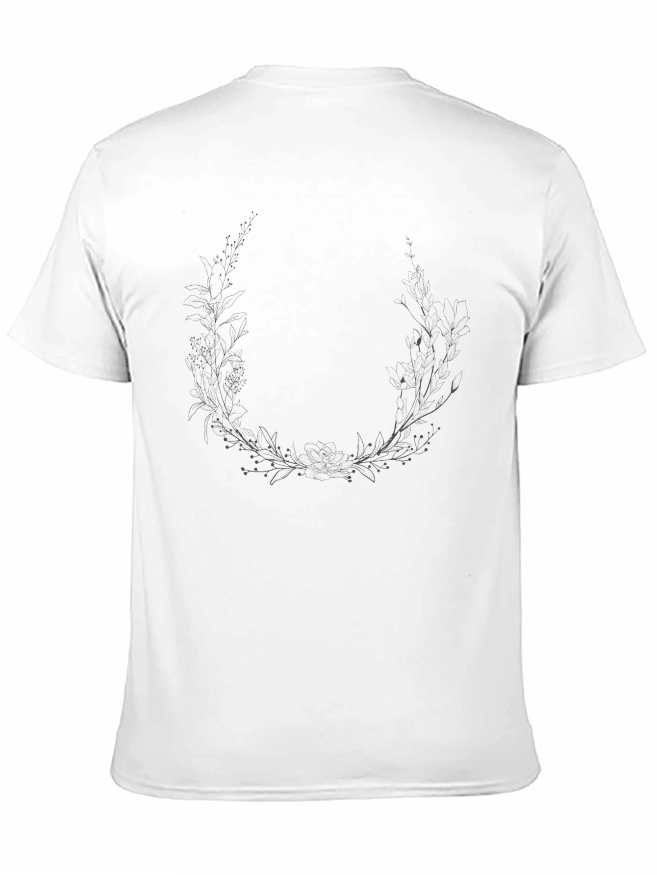 Botanical Wreath Graphic Tee - Classic Black T-Shirt