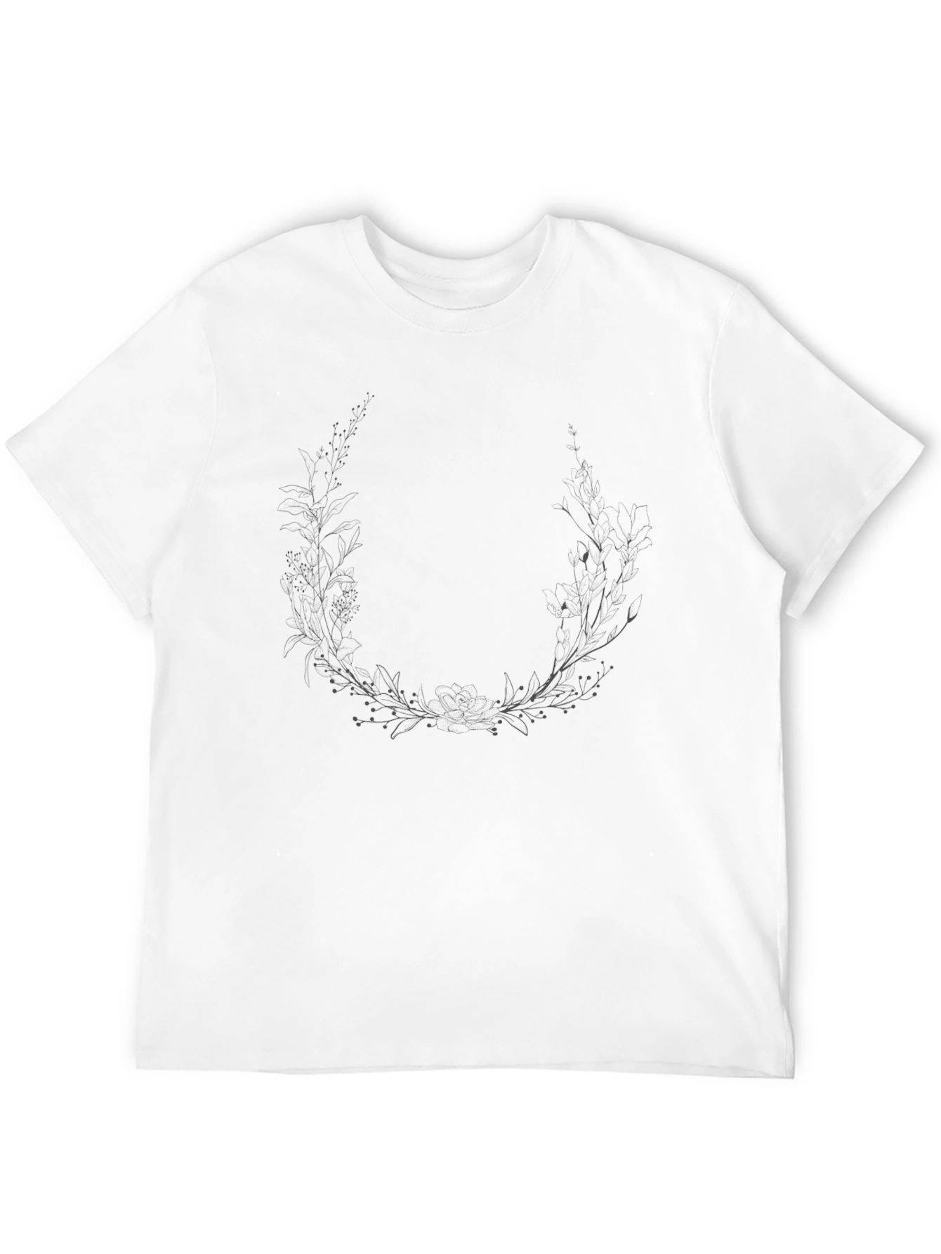 Botanical Wreath Graphic Tee - Classic Black T-Shirt