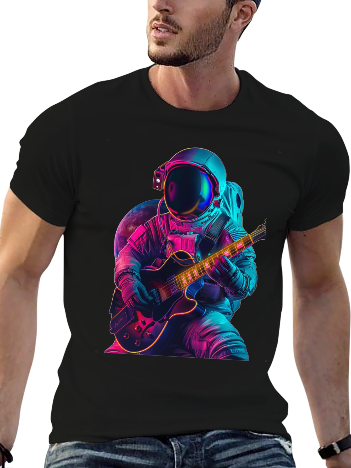 Astronaut Guitar Player T-Shirt - Space Rocker Tee